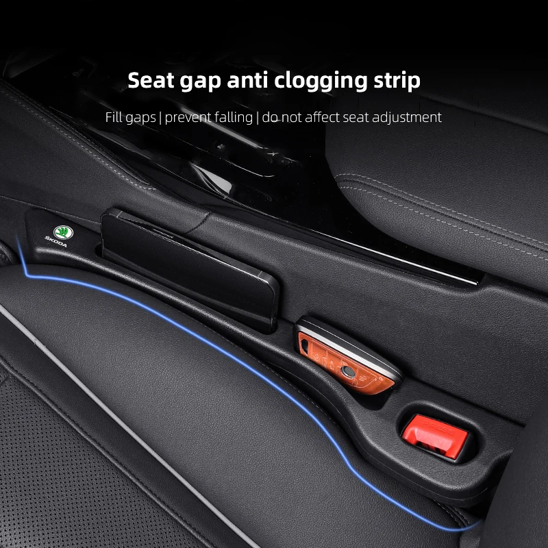 2Pcs Car Seat Gap Plug Strip Leak Proof Storage Box Auto Interior For Skoda Octavia Superb Fabia Enyaq Rapid Kodiaq Kamiq Karoq