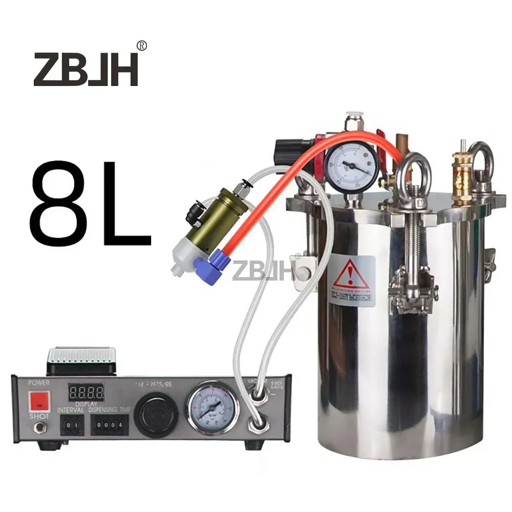 Glue dispensing machine barrel kit 8L stainless steel liquid pressure pot + dispenser + anaerotic adhesive dispensing valve