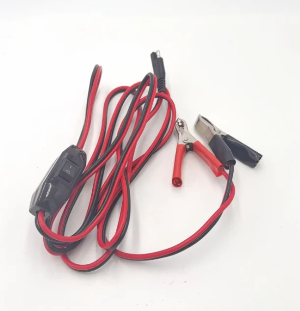 8FT/2.5M 12AWG SAE Battery Alligator Clip Harness with On/Off Switch Quick Break 12V 2Pin Vehicle Jump Start Cord