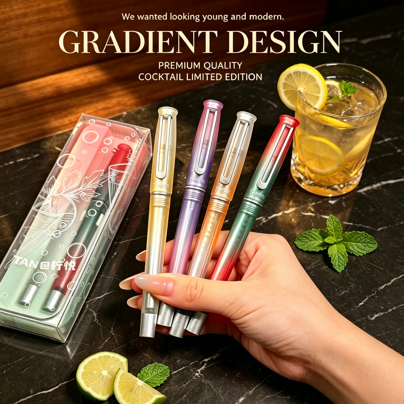 TANOOCI Fashion Gel Pen Cocktail Magnetic Suction Sign Pen Quick Dry 0.5mm Black Smooth Writing Fruit Three-color Magnetic Pen