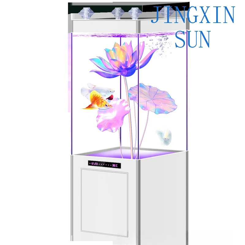 Household living room medium-sized fish tank ultra-white glass lazy water-free box