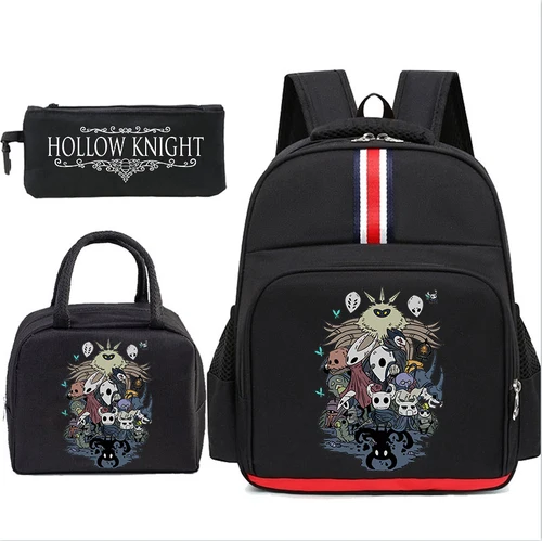 Imagen 2 del producto 3 unids/set juego Hollow Knight mochila para niña niño estudiante con bolsa de almuerzo niños mochila escolar Casual mochila de Anime