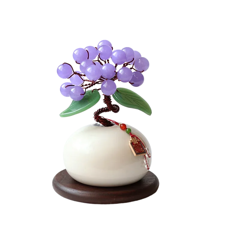 

New natural crystal purple chalcedony fortune tree ornaments home living room desktop ornaments handicrafts fresh small gifts