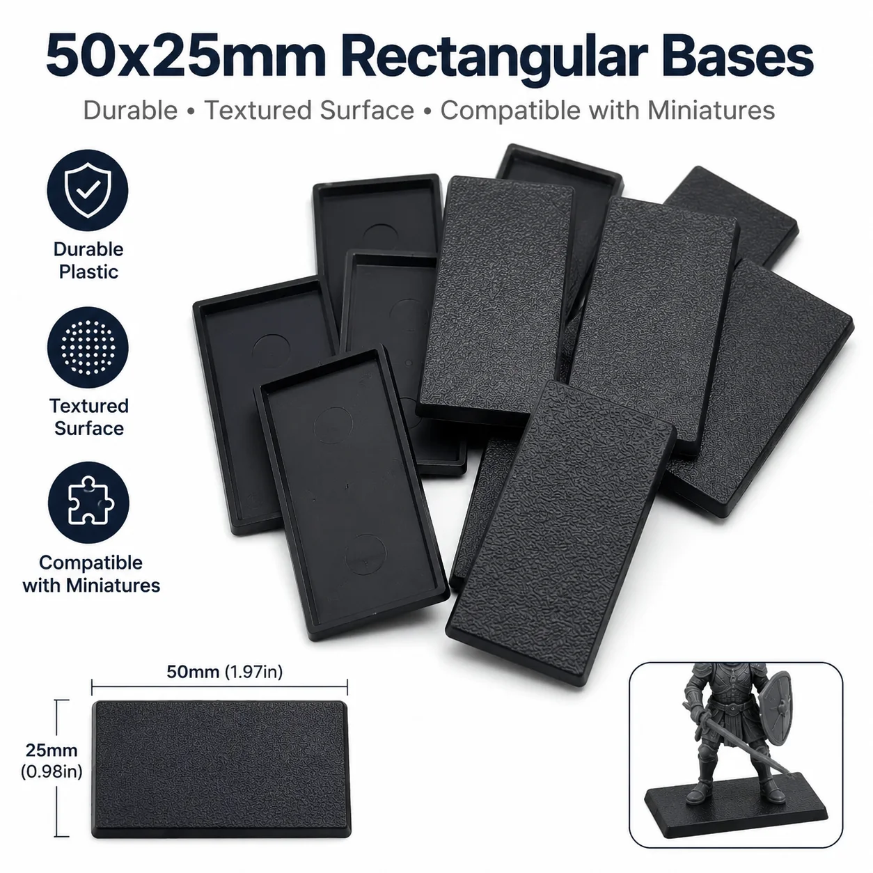 Rectangular 50x25mm Base for Wargames and BoardGame Bases