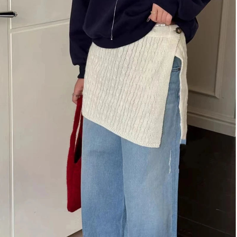 

Корейский стиль, модный универсальный вязаный шарф на пуговицах, нишевый многослойный атмосферный универсальный шаль, шерстяной внешний шарф, женские аксессуары