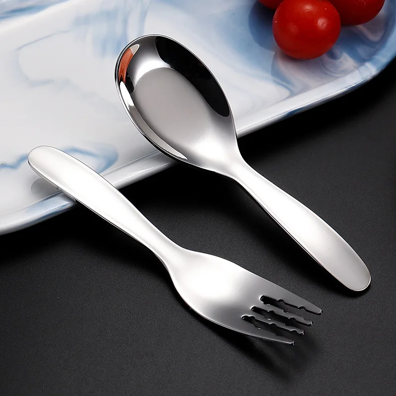 Jenny&Dave 316 stainless steel spoon fork household children's tableware eating spoon flat spoon spoon cute deep spoon fork