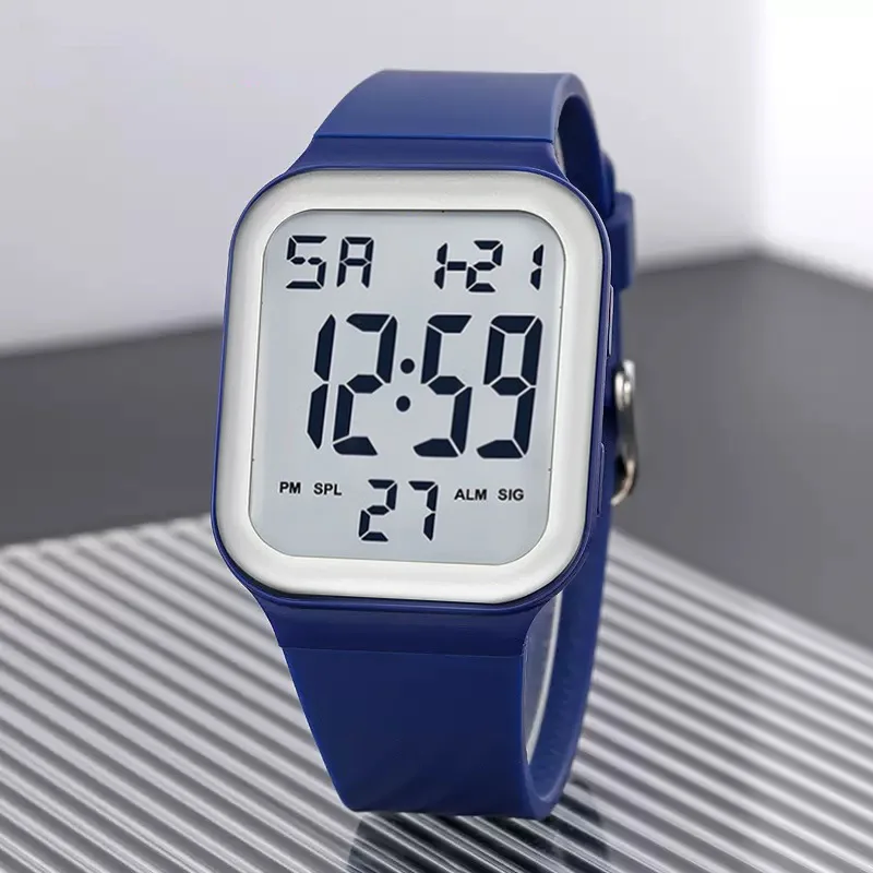 Electronic Watch, Square Luminous Multi-Functional Trend Sports Student Electronic Watch