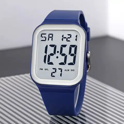 Electronic Watch, Square Luminous Multi-Functional Trend Sports Student Electronic Watch