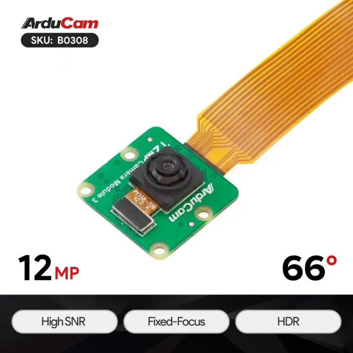 

Arducam 12MP IMX708 Fixed Focus HDR High SNR Camera Module for Raspberry Pi