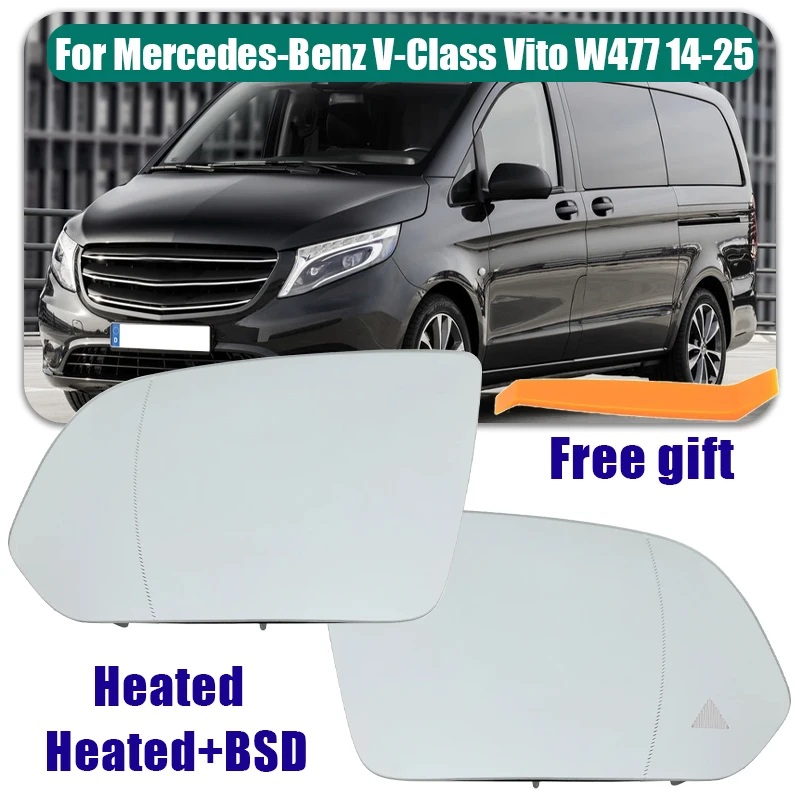 

Glass rear view mirror with heating/Blind spot, left and right rear view mirror with For Mercedes-Benz V-Class Vito W477 14-25