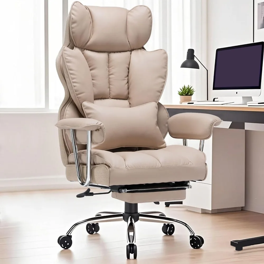 

Big and Tall Office Chair, 400lbs PU Leather Executive Office Chair with Lumbar Support & Leg Rest, Heavy-Duty Computer Chair