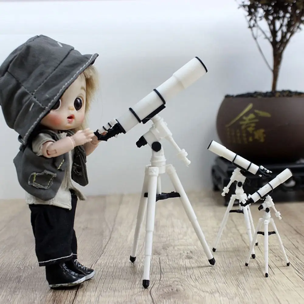 High Quality 1:12 Astronomical Telescope Model PLA White Doll Miniature Telescope Mini Desktop Ornament Dollhouse Miniature Toys