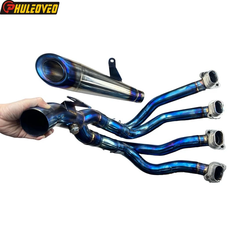 

Titanium Alloy Motorcycle Exhaust Full Set for Kawasaki Ninja H2R 2015-2024 Motorbike Exhaust Header Collector with Muffler Pot