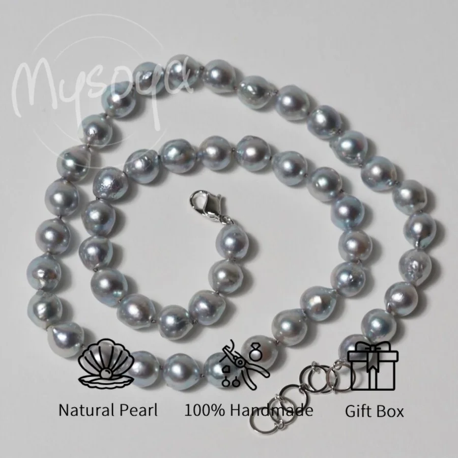 

Ожерелье MYSOYA из жемчуга Акойя, сине-серое, барочное, 7-7,5 мм, в подарочной коробке, подарок для него/нее на каждый день/на день рождения/на свадьбу