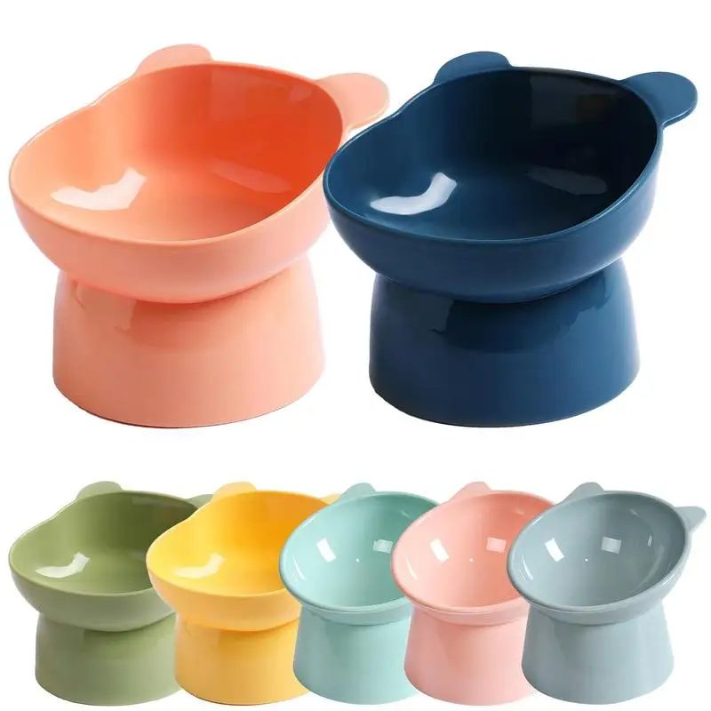 Anti-tip Pet Bowl  Cat Raised Stand Feeding Bowl Dog Bowl Pet Food Water Feeder Bowl Tilted Design Neck Guard For Cats Dogs