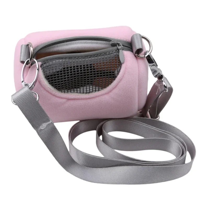 Pet Cage Cross Body Accessories Cylinder Design Soft Practical House Travel Portable Squirrel Visible Mesh Hamster Carrier Bag