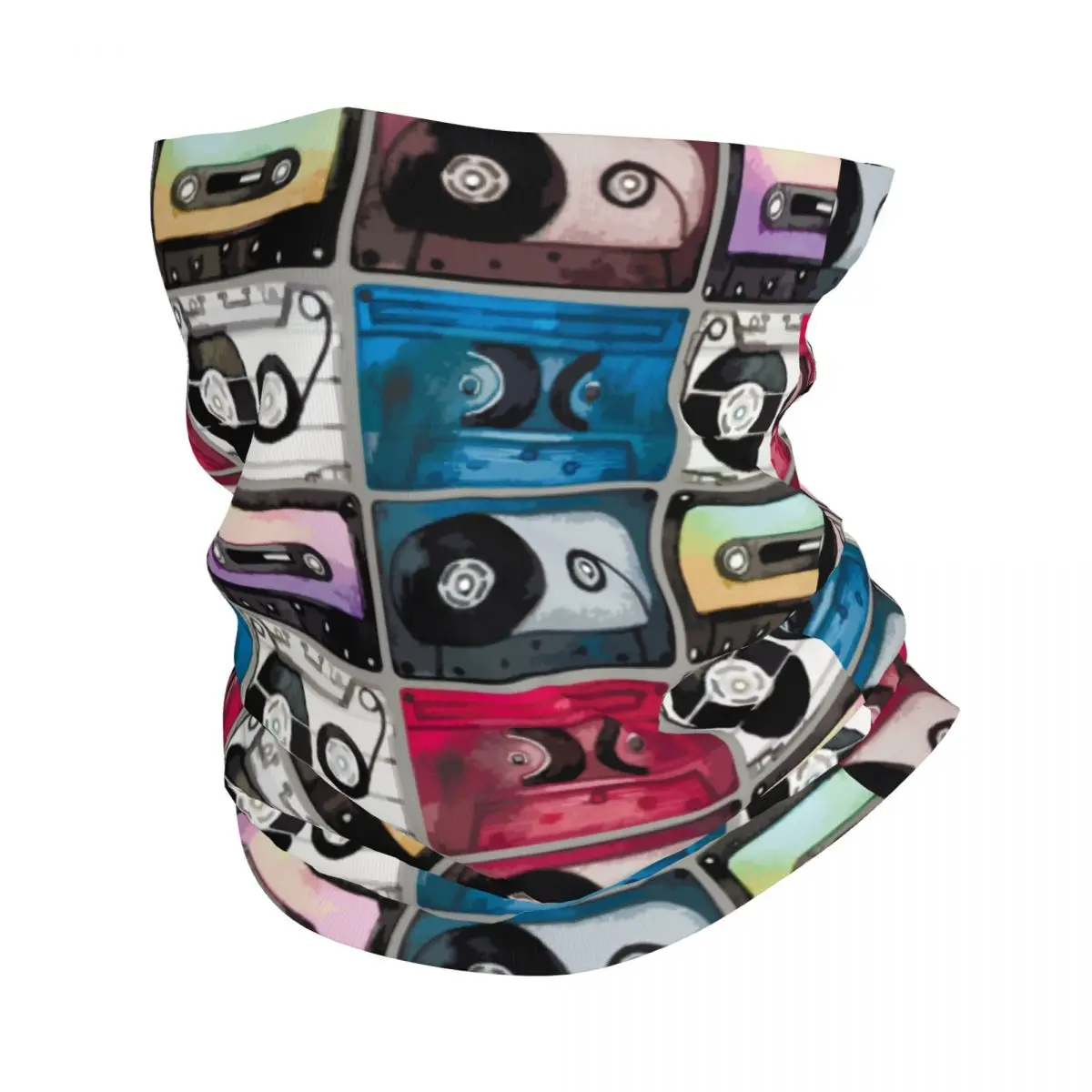 Retro Cassette Tape Music Songs Bandana Neck Gaiter Printed Balaclavas Wrap Scarf Multi-use Cycling Outdoor Sport Adult Washable