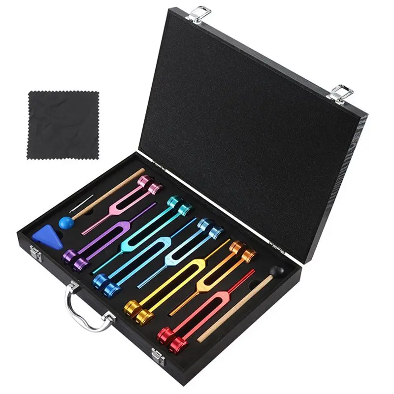 

Meditation Tuning Forks Colorful Chakras Diapason Healing Tuning Fork Sets Portable Percussion Instruments