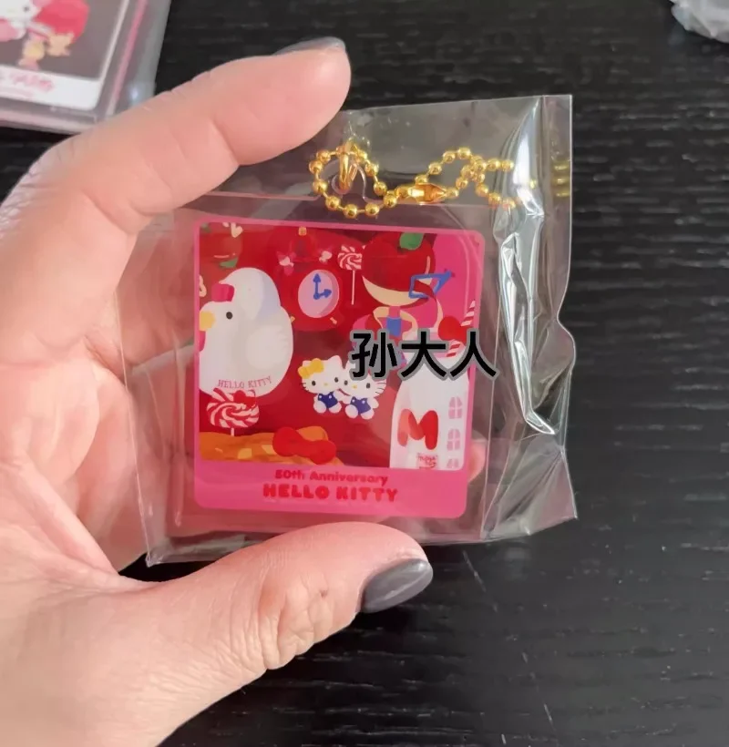 Original Japan Sanrio Hello Kitty 50th Anime Figure Keychian Bag collezione di ciondoli in acrilico regalo per ragazze