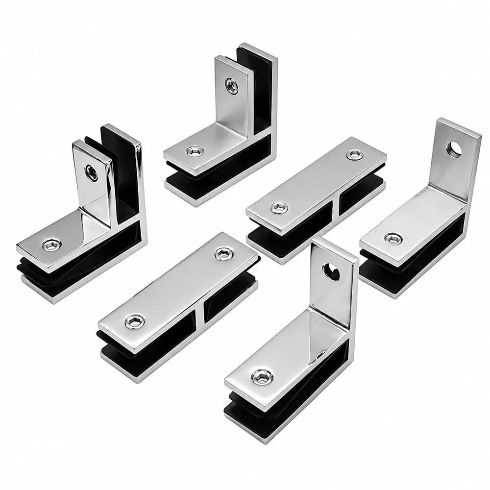 Stainless Steel Glass Clamp Bracket 90 Degree 180 Degree Stainless Steel Glass Clamp Heavy Duty Satin Finish