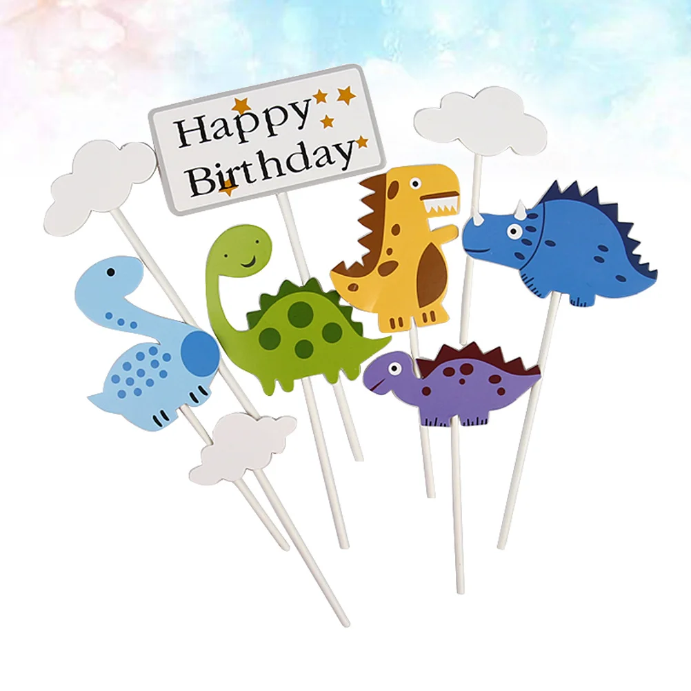 

18pcs Dinosaur Theme Cake Toppers Creative Birthday Decoration Reusable Cupcake Picks Fruit Picks For Party Festival