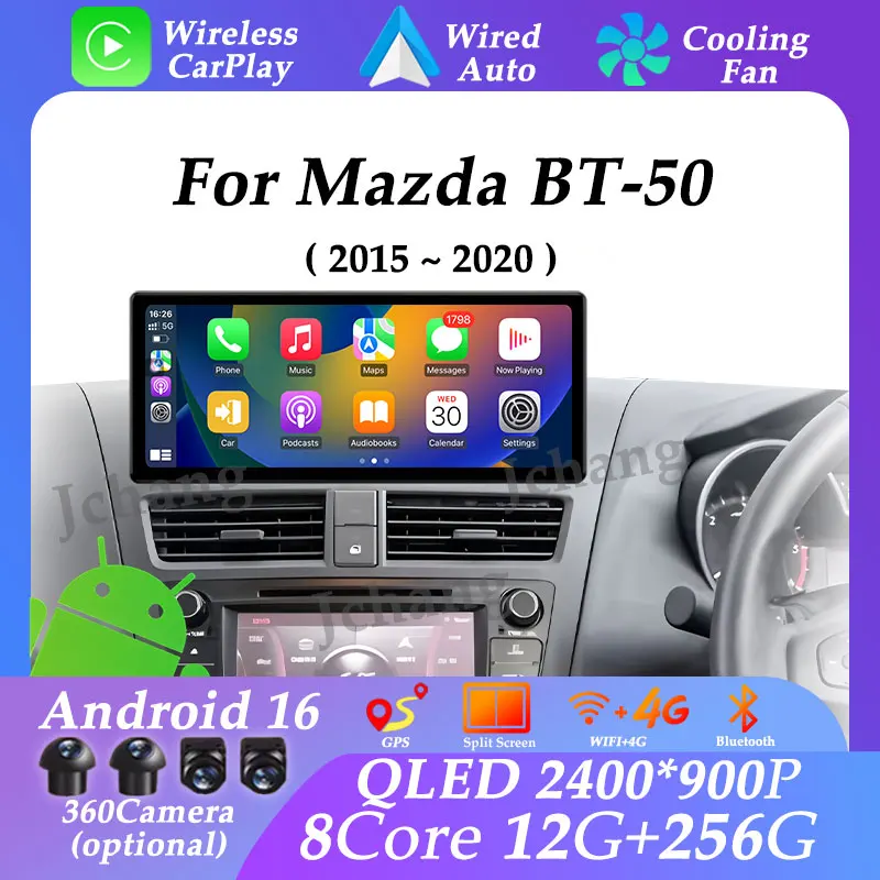 

Автомагнитола Android 16 с ультратонким экраном для Mazda BT-50 2015-2020, беспроводной Carplay, мультимедийный плеер, GPS-навигация, DSP, головное устройство, Bluetooth