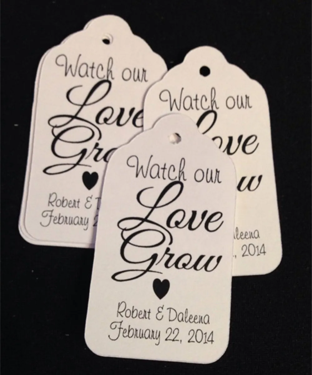 50PCS Watch our Love Grow Personalized (my MEDIUM tag) Wedding, baby shower, Shower, Favor Tag succulent tag, plant tag