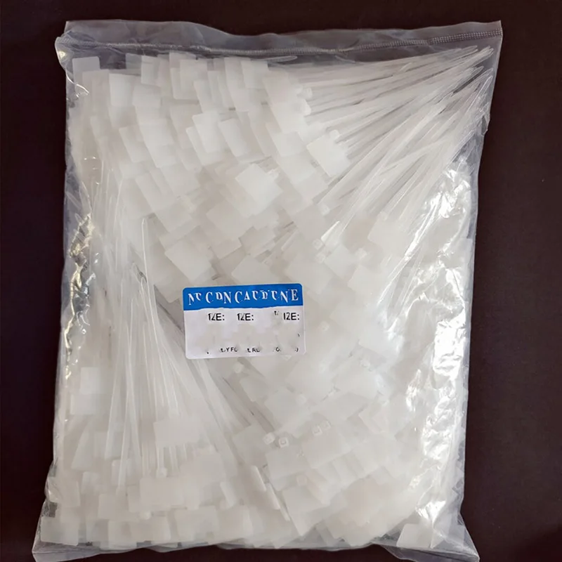 500 Pcs 3*100mm Self-Locking White Nylon Zip Tie Tag Label Fixing Clip Industrial Plastic Cable Tie for Hanging Tags