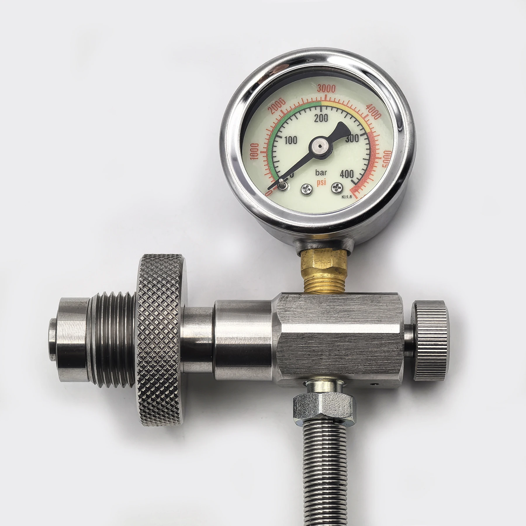 Adattatore di ricarica per stazione di riempimento HPA Scuba Diving grande con tubo da 100 cm/40 pollici Calibro 6000psi/400bar Connettore DIN Connettore DIN