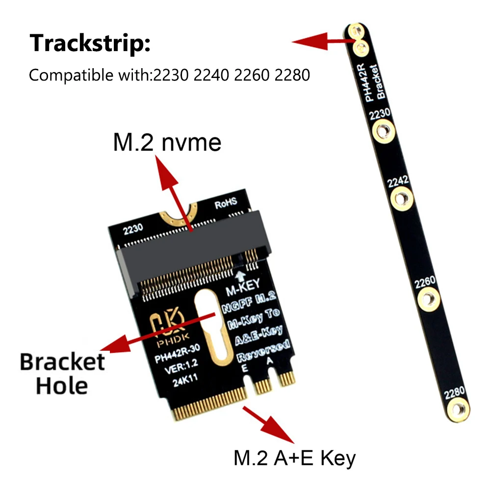 

Адаптер M.2 A+E к NVME SSD Интерфейс M2 WIFI A/E Key к M Key PCIE 4.0 Riser Card с кронштейном для 2230 2242 2260 2280 NVME SSD
