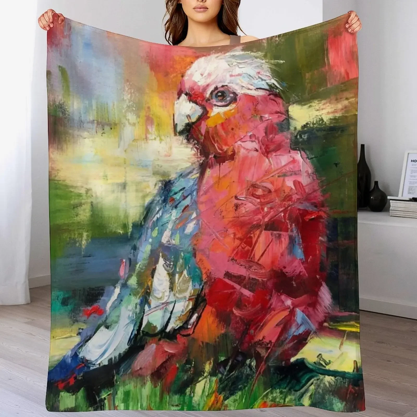 Galah, Australian bird, pink and grey Throw Blanket Lightweight Warm Blanket for Indoor Outdoor Use