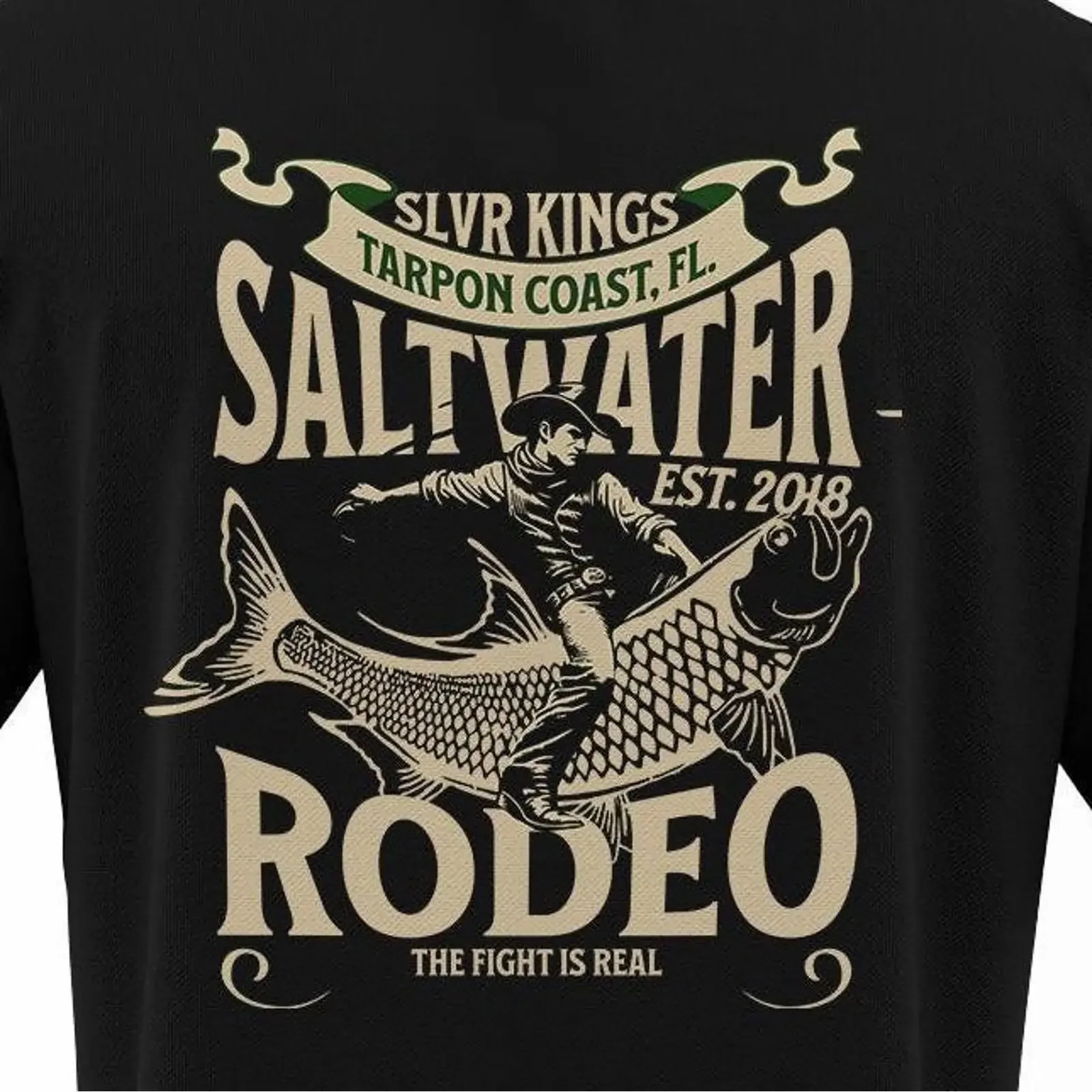 Saltwater Rodeo Tarpon Fishing T Shirt Funny Fisherman Beach Boat  vintage Washed Comfortable fashion designer clothes