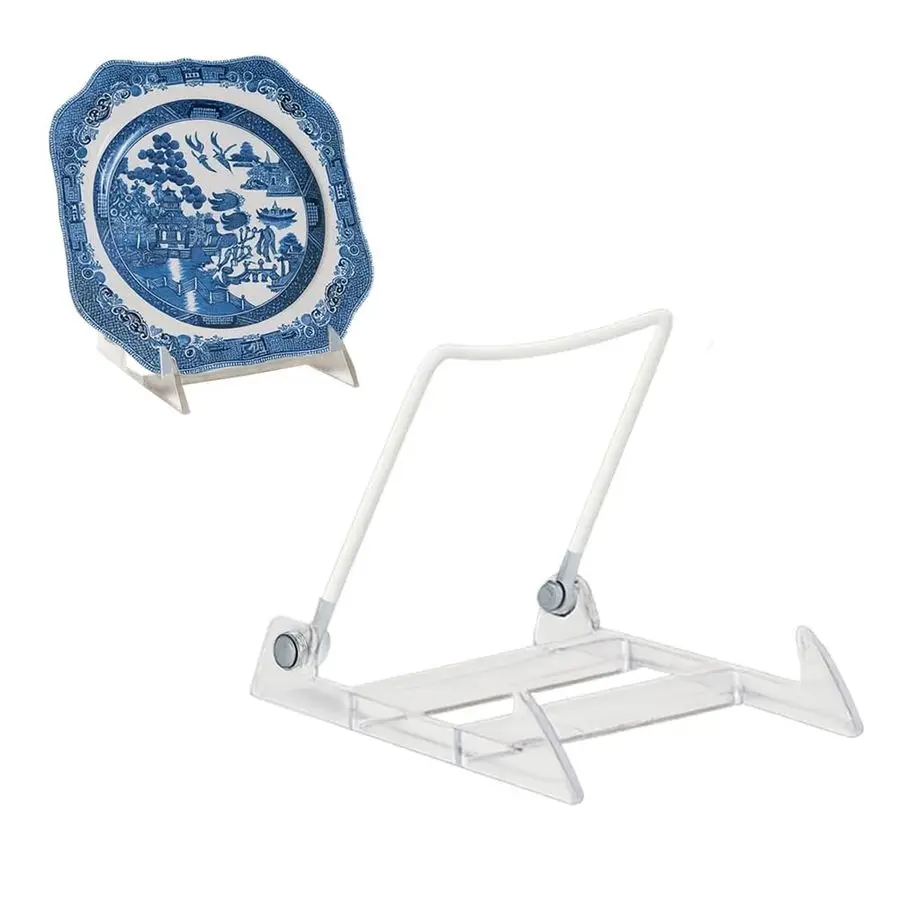 

MADE IN USA 12Pack Adjustable Acrylic Easels Plate Stand Sturdy Book Stand for Art, Pictures, Plates, Frames Unique on the Marke