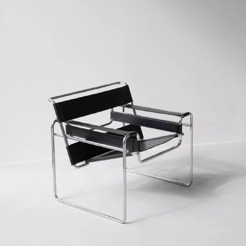 

Italian stainless steel single chair simple art light luxury home chair living room saddle chair