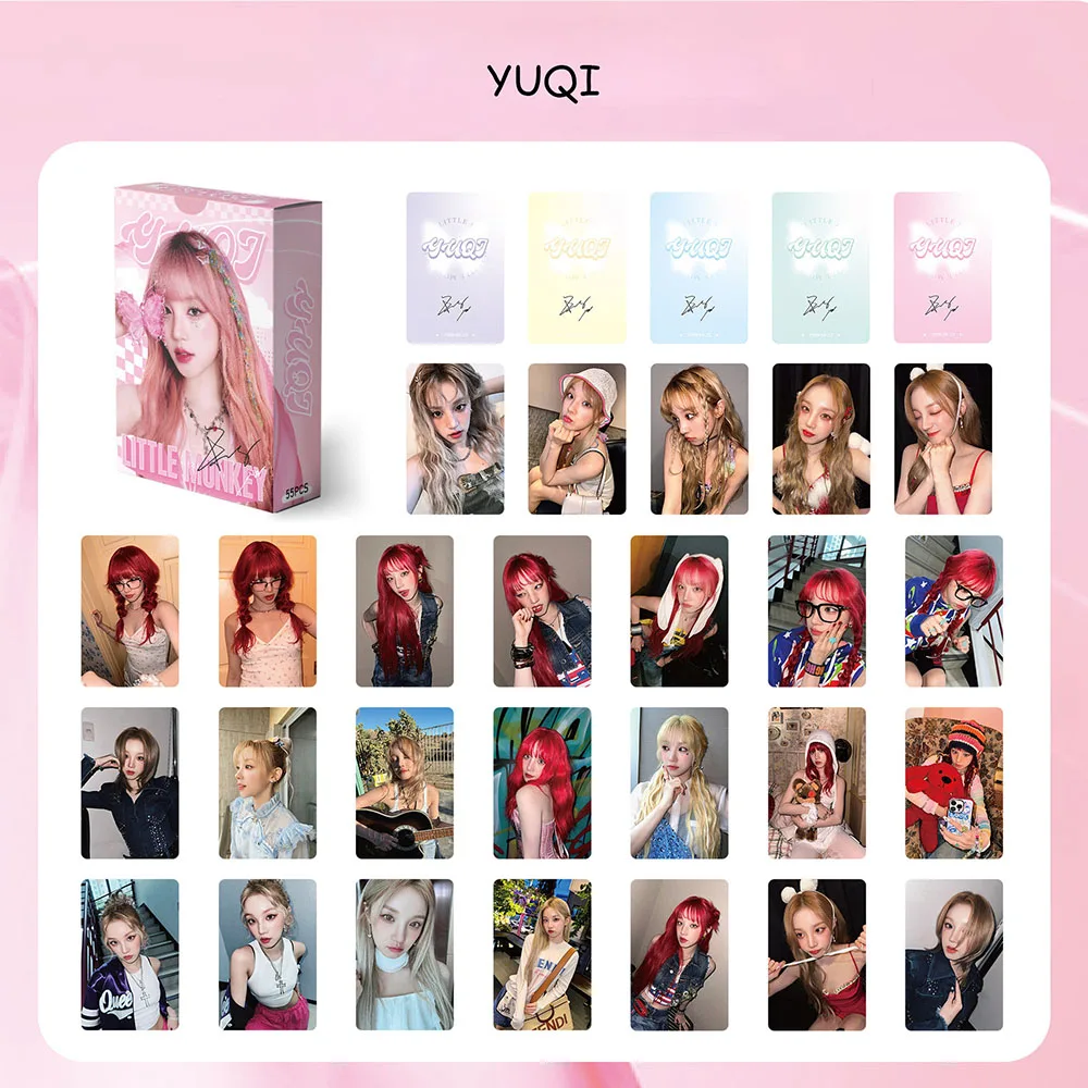 

55Pcs/Set KPOP (G)I-DLE YUQI Laser Selfie Lomo Cards Two Sides Fashion Ins Dance Stage Personal Photocards Fans Collection Gifts