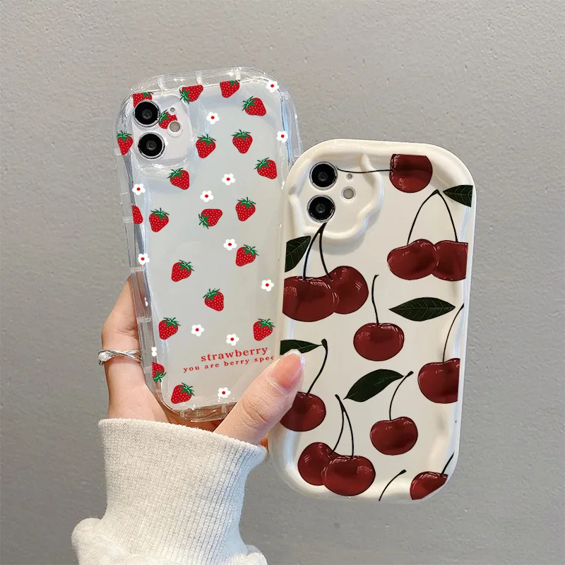 Cartoon Strawberry Cherry Case for Xiaomi 15T Pro POCO X7 X6 X5 F3 X3 M3 M4 M6 F6 F7 Pro F8 15 Ultra 12 11 Lite 5G NE 12T Couqe