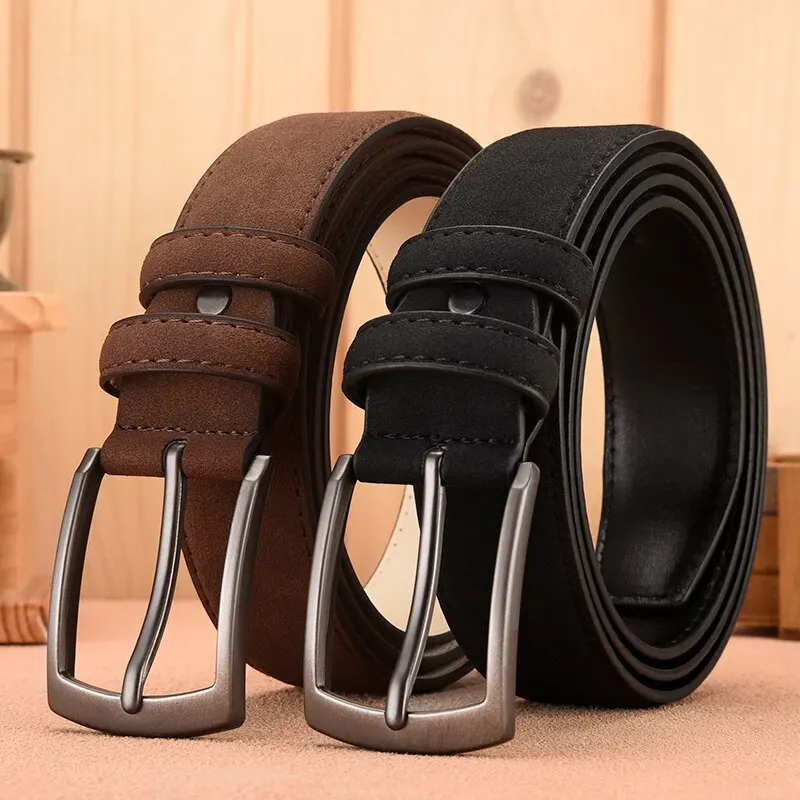 Men\'S Suede Belt Retro Trend Alloy Buckle Men\'S Belt Large Size Genuine High-End Belt 2023 New, Gift For Boyfriend And Dad