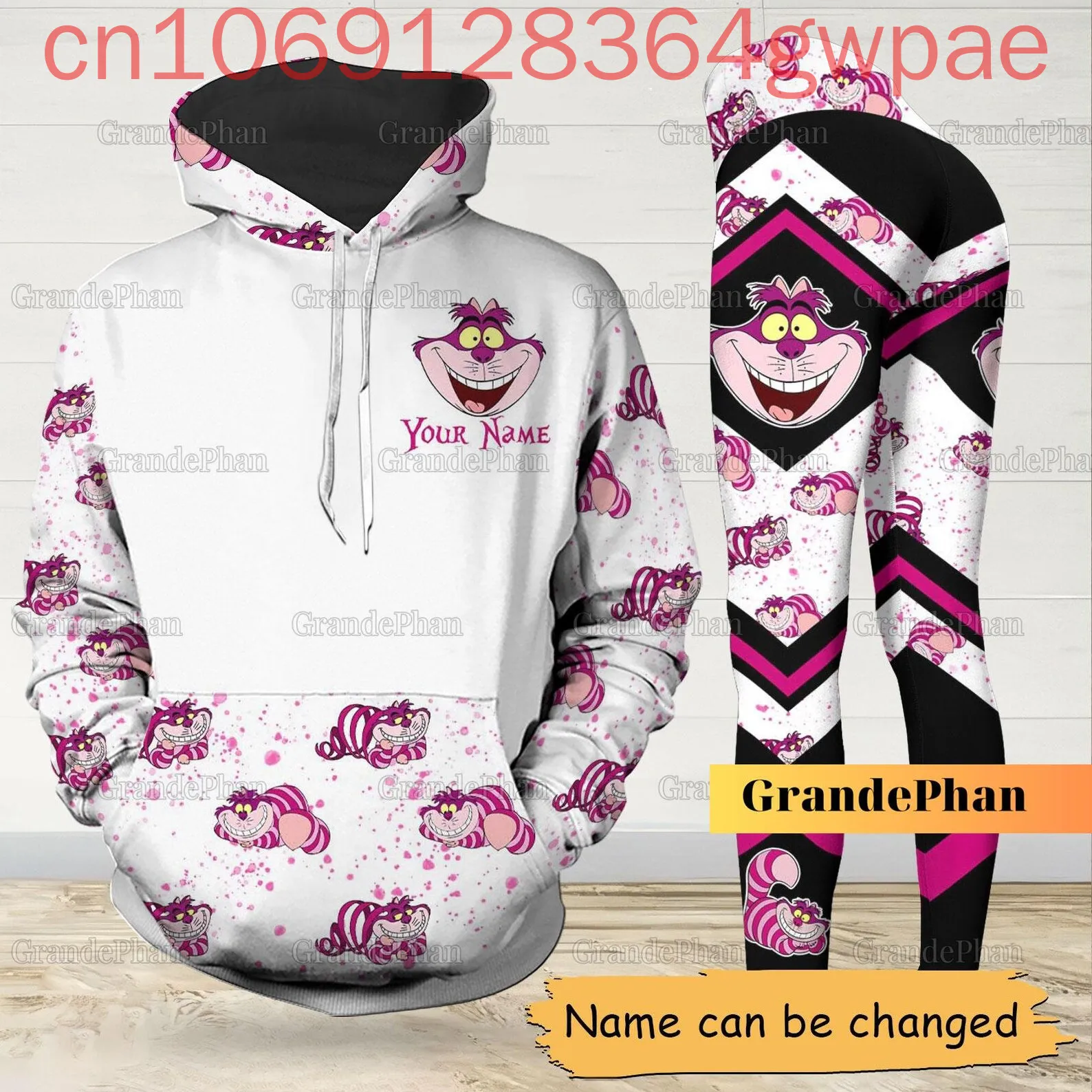 Disney Alice In Wonderland ผู้หญิง 3D Hoodie Legging ชุดลําลองผู้หญิงกางเกงโยคะเสื้อกันหนาวแฟชั่นชุดกีฬา