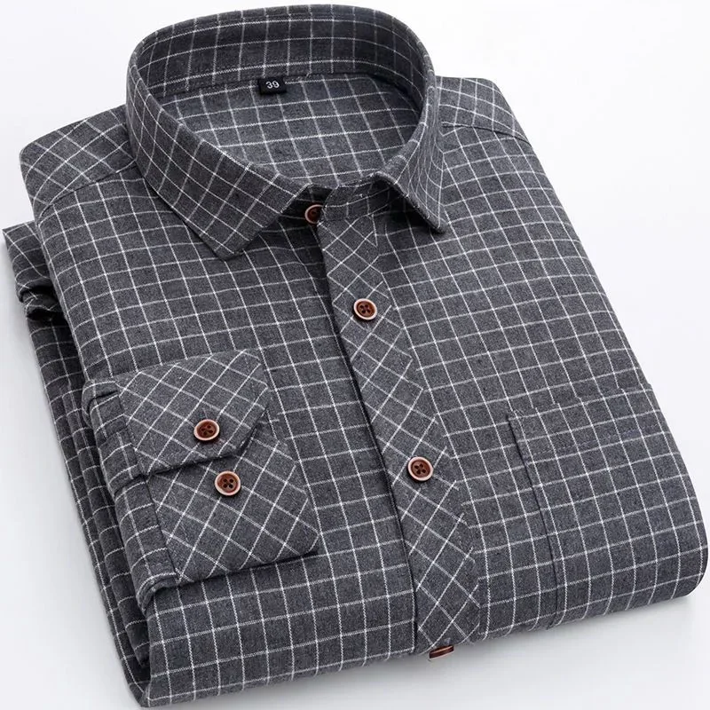 

Fashion Lapel Button All-match Lattice Business Shirts Men's Clothing 2023 Autumn New Oversized Casual Tops Loose Korean Shirt