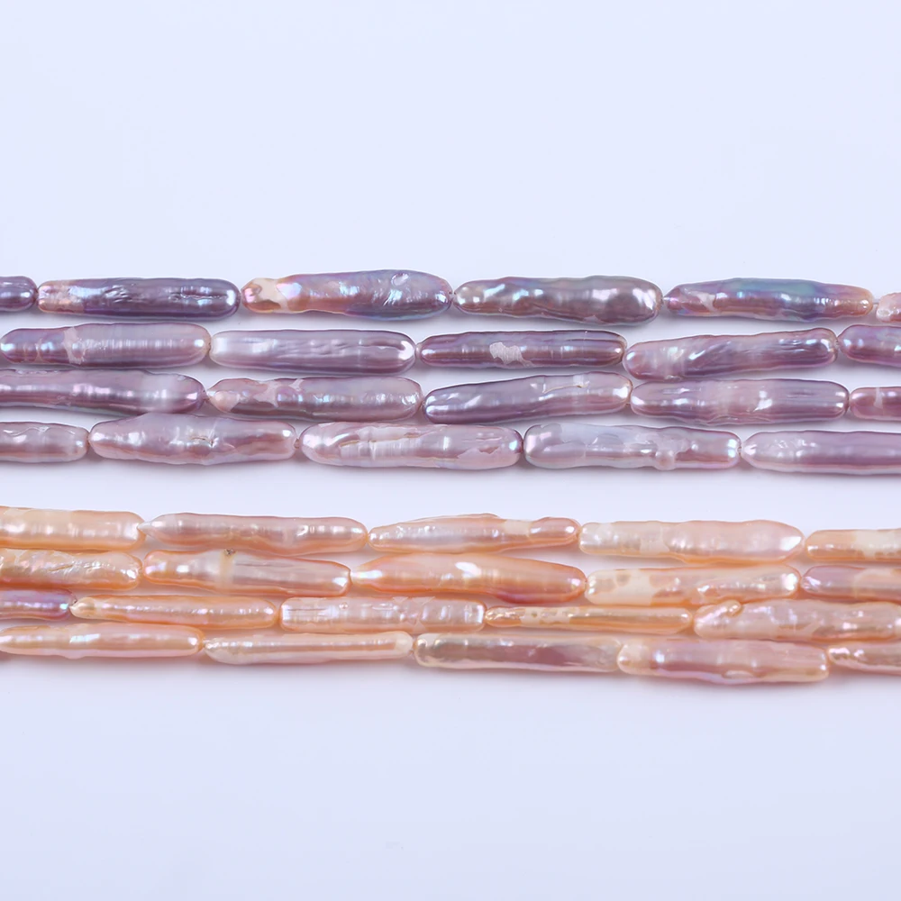 5-6mm width*25-26mm length Pink Purple Toothpick Shape Freshwater Pearls Strands for Jewelry Making Promotion Price