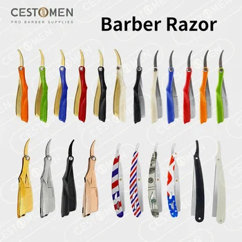 Barber Klassische Rasur Rasierklinge Halter Männer Edelstahl Griff Gerade Edge Barber Razor Halter Folding Rasieren Rasiermesser