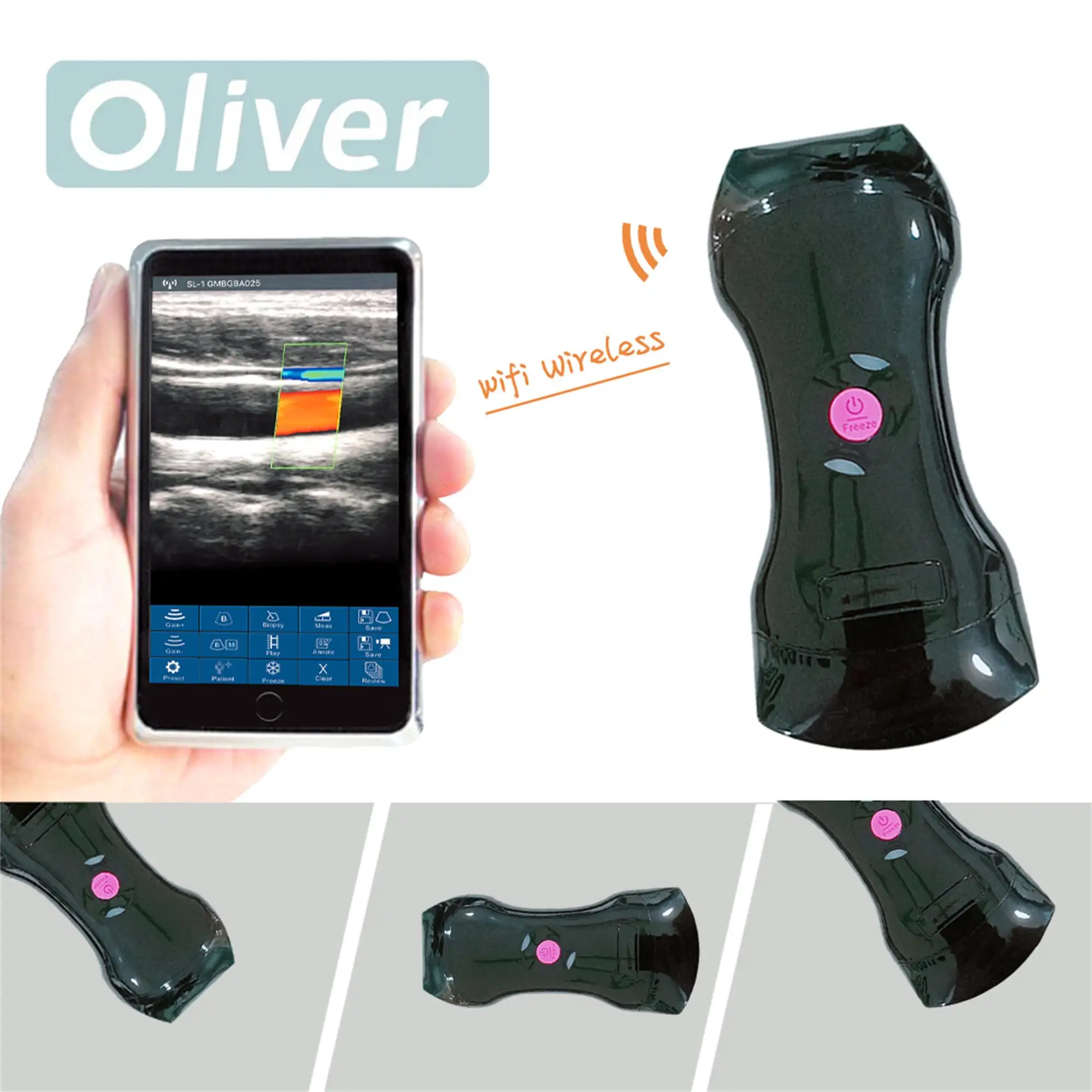Wireless Ultrasound Probe Scanner 192 Elements 3 in 1 Portable Machine WIFI Machine Color Doppler Linear Convex