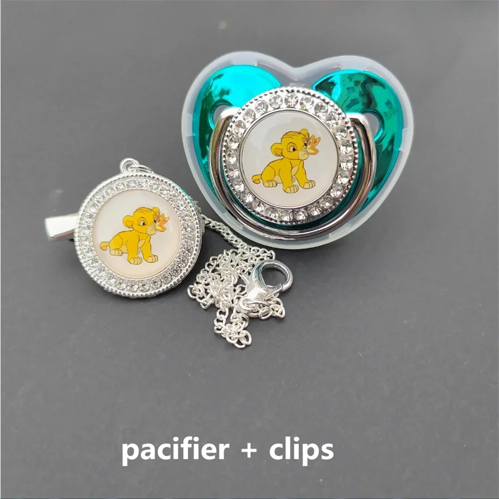 [chupetes para ] Lion King Shiny baby pacifier Clip chain Animal print Baby pacifier Baby crawl suit High waist belly pants set