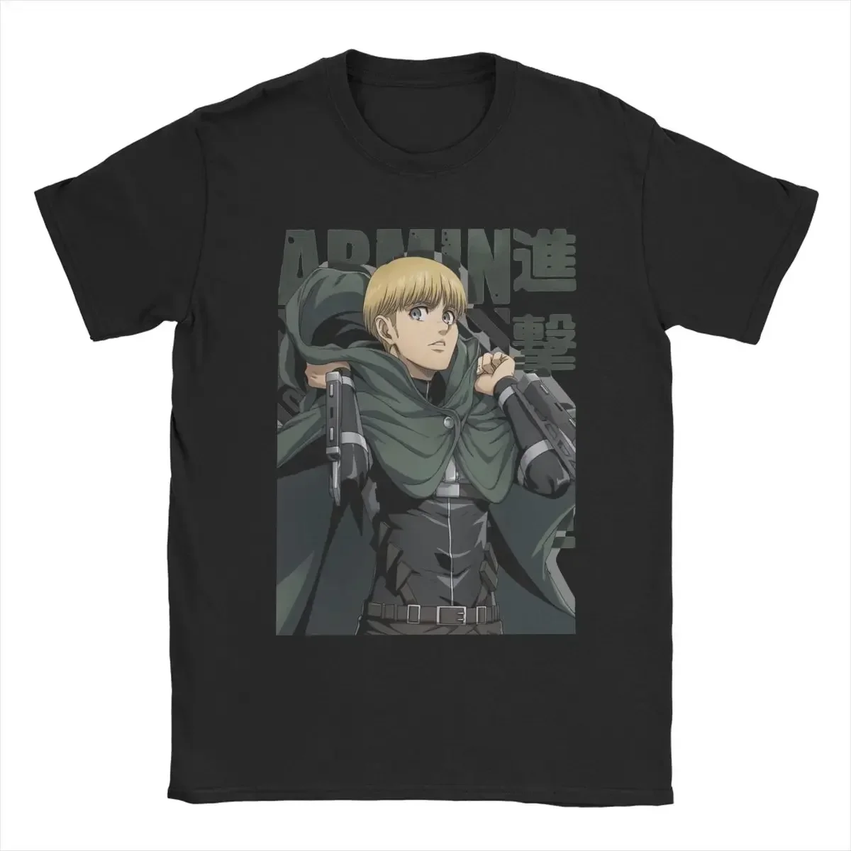 Men's Pure Cotton Novelty T-Shirt Crew Neck Tee heavyweight 2024 Short Sleeve Clothes New Arrival Armin Arlert AOT Anime T Shirt