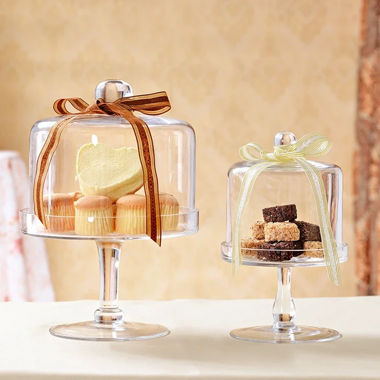 

Transparent Glass Cupcake Stand Glass Cover Wedding Dessert Display Standdecoration Plate Bakeware Kitchen Accessories