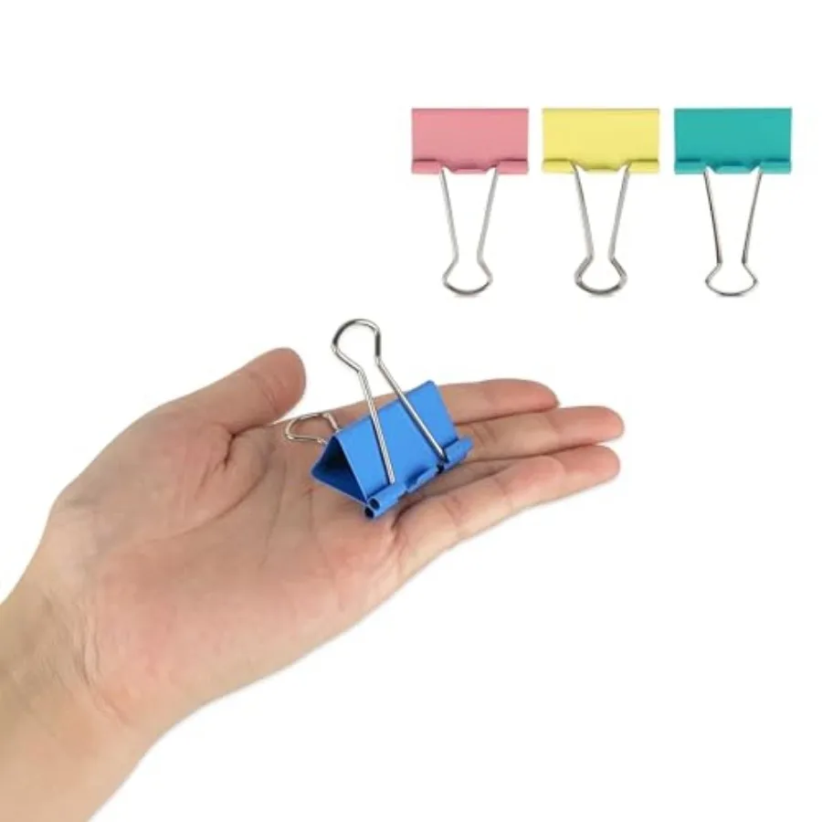 

Large Binder Clips, 1.6 inch, 24 Pack, Colored Binder Clips, Paper Clamps Large Size for Office Supplies, 4 Vibrant Colors