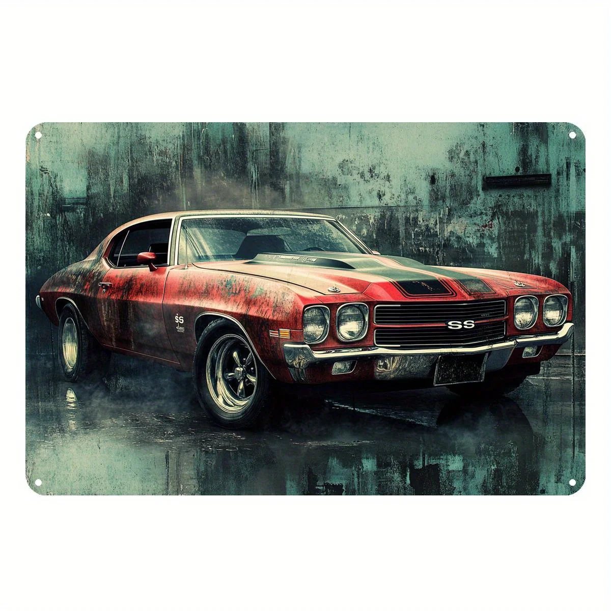 Vintage American Muscle Car Metal Tin Sign - Rustic Iron Wall Art, Durable Indoor/Outdoor Garage Decor, Unique Gift for En