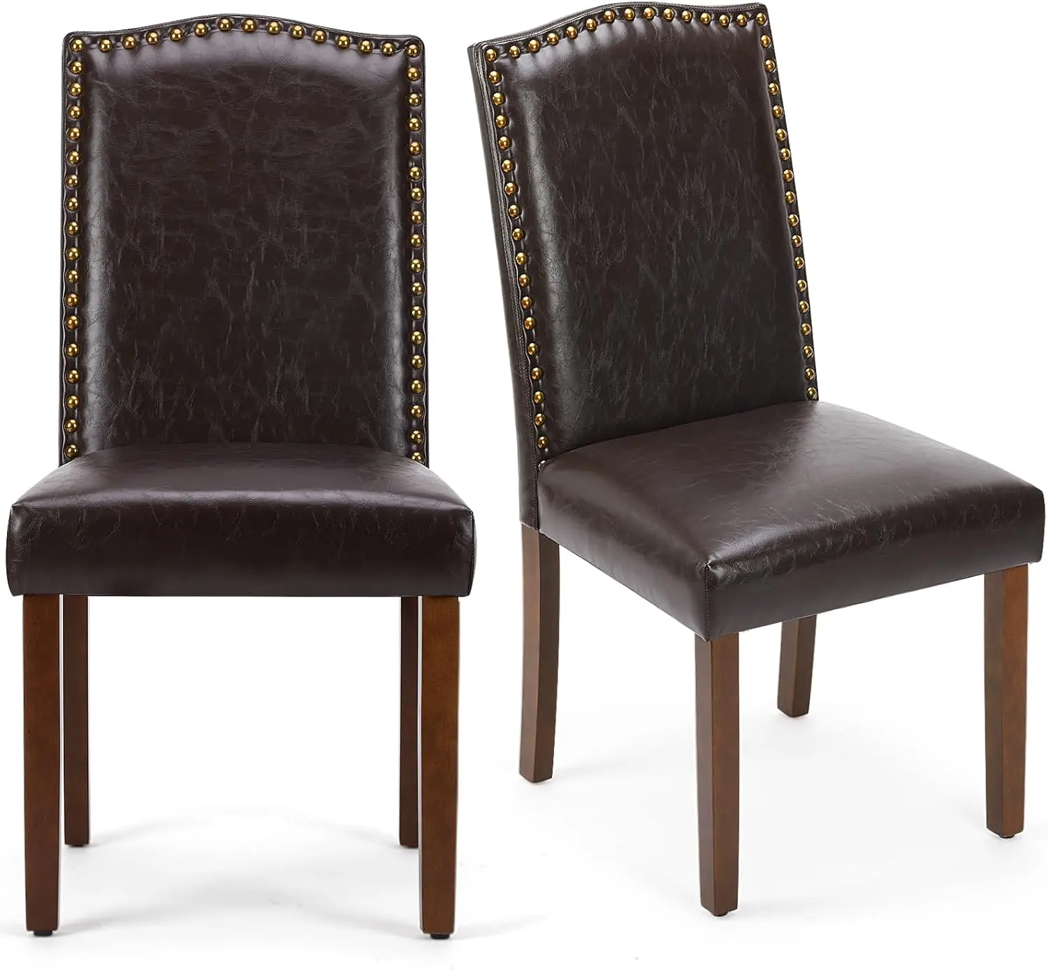 

Upholstered Dining Chairs Set Of 2, Modern Leather Dining Room Chair With Nailhead Trim And Wood Legs, Mid- Accent For Living
