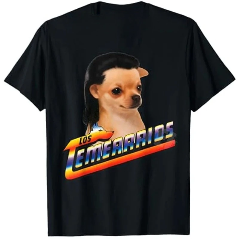 Camiseta divertida de perro Los Temerarios, traje gráfico de Brainrot con variación de perro Y2k, camiseta estampada humorística, ropa de calle