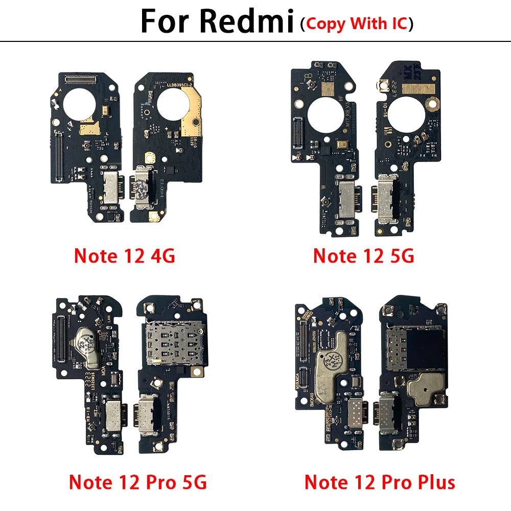 50Pcs，Tested NEW USB Charger Port Connector Board Cable Parts For Xiaomi Redmi 12C Note 12 4G 13 Pro Plus 5G 12s Fast charging